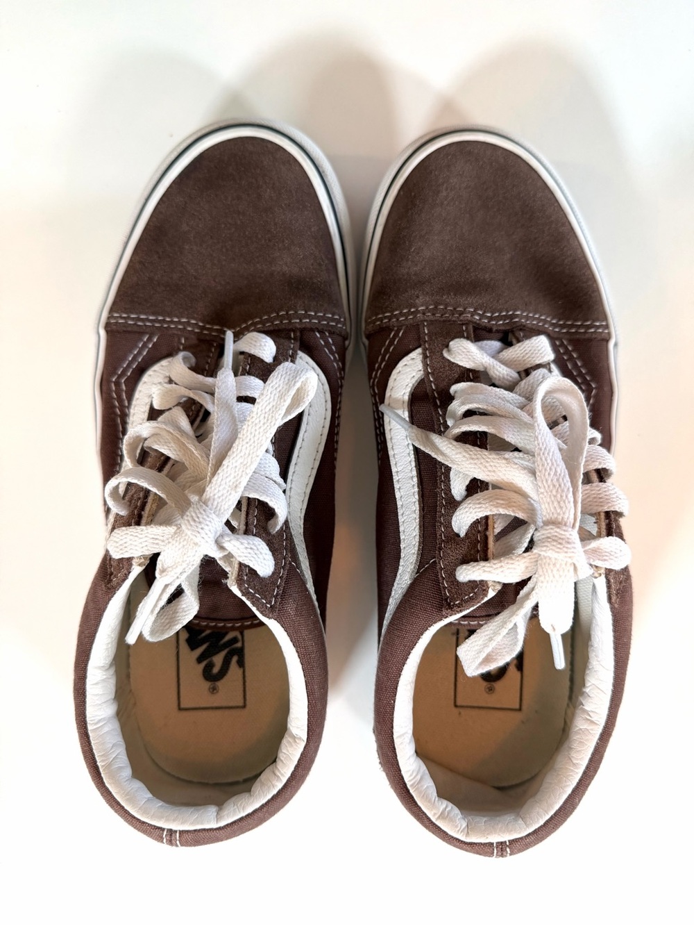 Vans Brown Suede Canvas Old Skool Sneakers 7.5 Skate Low Top Classic Streetwear - Picture 6 of 16